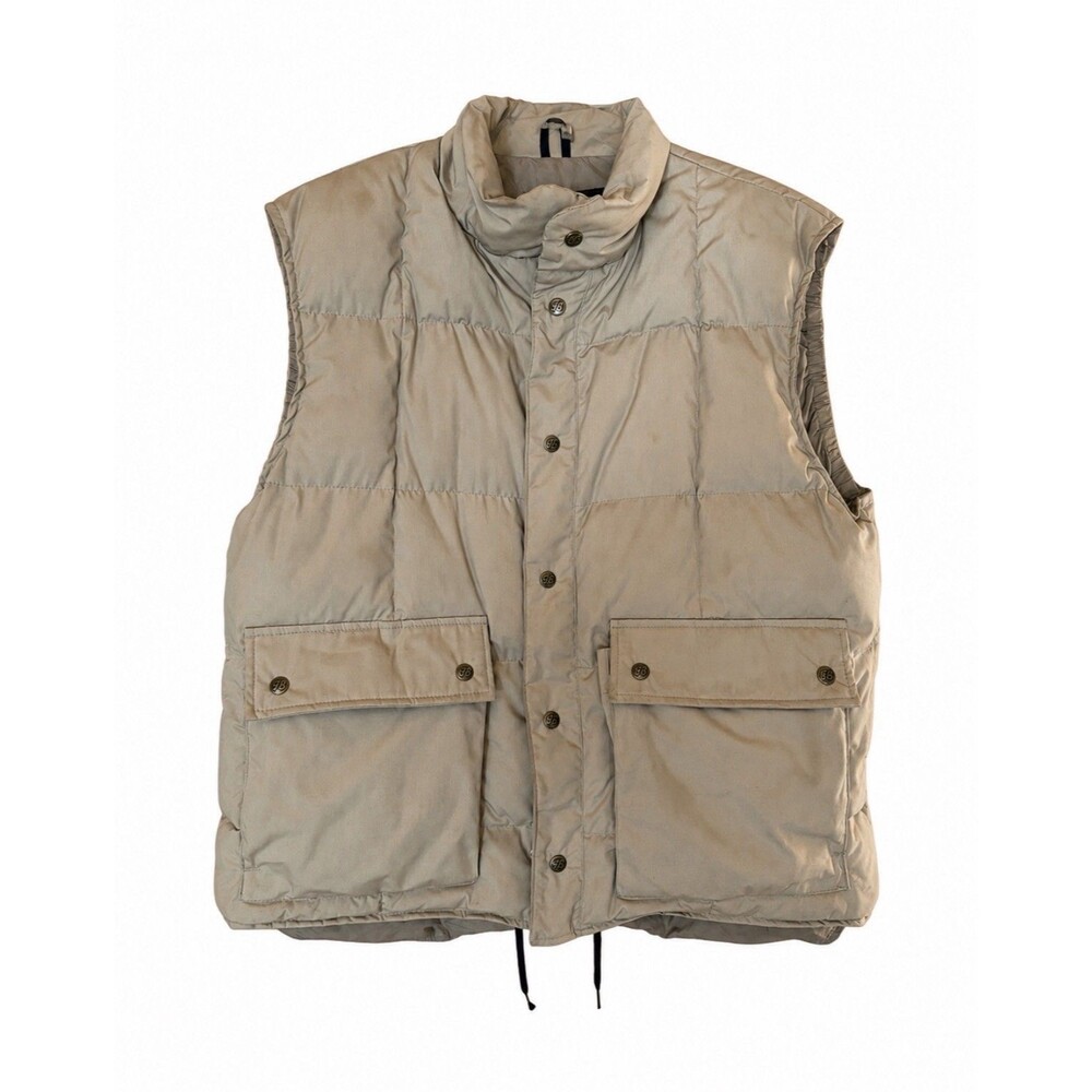 Eddie Bauer Puffer Vest Men’s Size L Khaki/Tan Pockets Hunting Fishing Hiking